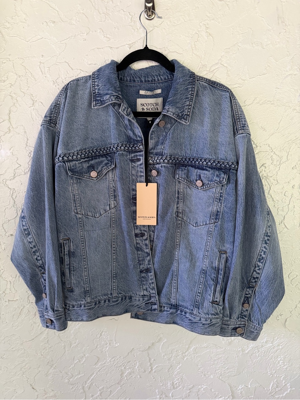 BNWT Scotch & Soda Light Blue Braided-Trim Denim Jacket - Picture 3 of 11